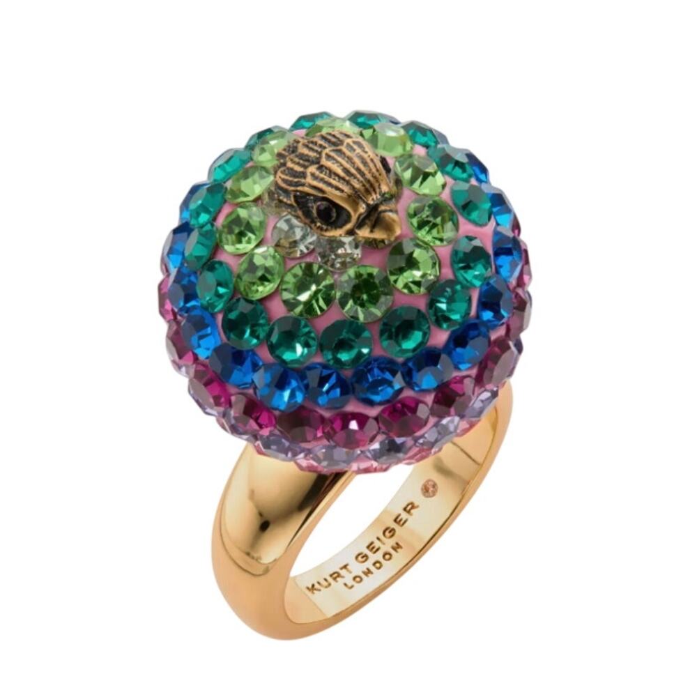 Kurt Geiger London Pavé Crystal Orb Cocktail Ring SZ 8